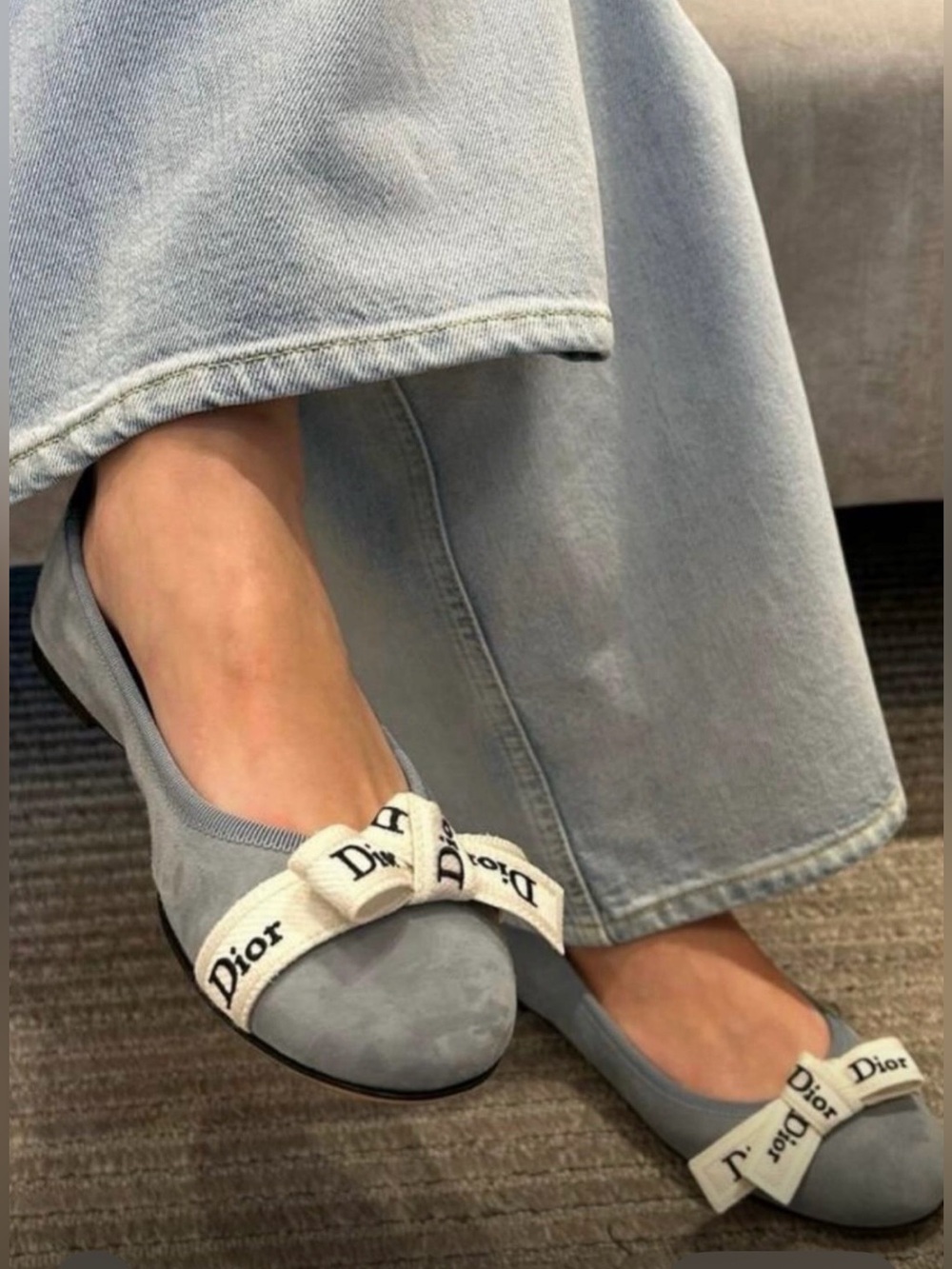 Ballet Flats in Sky Blue Suede- Size 37